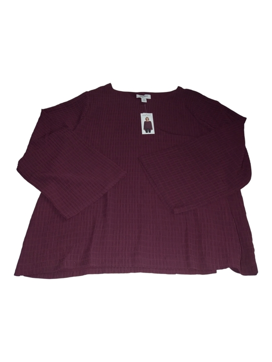 Nine West Tops - Nine West Ribbed Long-Sleeve Top in Wine New Size XXL